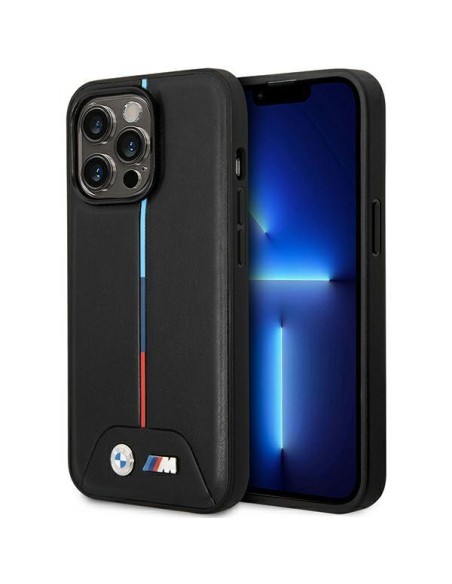 BMW Quilted Tricolor MagSafe dėklas iPhone 13 Pro / iPhone 13 - juodas BMW Quilted Tricolor MagSafe dėklas iPhone 13 Pro / iPhone 13 - juodas