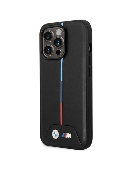 BMW Quilted Tricolor MagSafe dėklas iPhone 13 Pro / iPhone 13 - juodas BMW Quilted Tricolor MagSafe dėklas iPhone 13 Pro / iPhone 13 - juodas