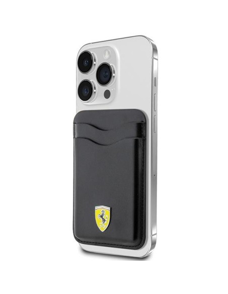 Ferrari MagSafe Leather 2023 Collection magnetinė piniginė - juoda Ferrari MagSafe Leather 2023 Collection magnetinė piniginė - juoda