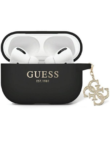 Guess Liquid Silicone Glitter Triangle Charm dėklas, skirtas AirPods Pro 2 – juodas Guess Liquid Silicone Glitter Triangle Charm dėklas, skirtas AirPods Pro 2 – juodas