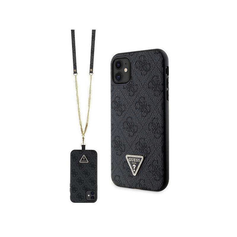 Guess Crossbody 4G metalinis logotipo dėklas, skirtas iPhone 11 / Xr – juodas Guess Crossbody 4G metalinis logotipo dėklas, skirtas iPhone 11 / Xr – juodas