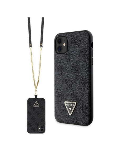 Guess Crossbody 4G metalinis logotipo dėklas, skirtas iPhone 11 / Xr – juodas Guess Crossbody 4G metalinis logotipo dėklas, skirtas iPhone 11 / Xr – juodas