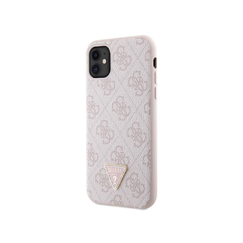 Guess Crossbody 4G metalinis logotipo dėklas, skirtas iPhone 11 / Xr - rožinis