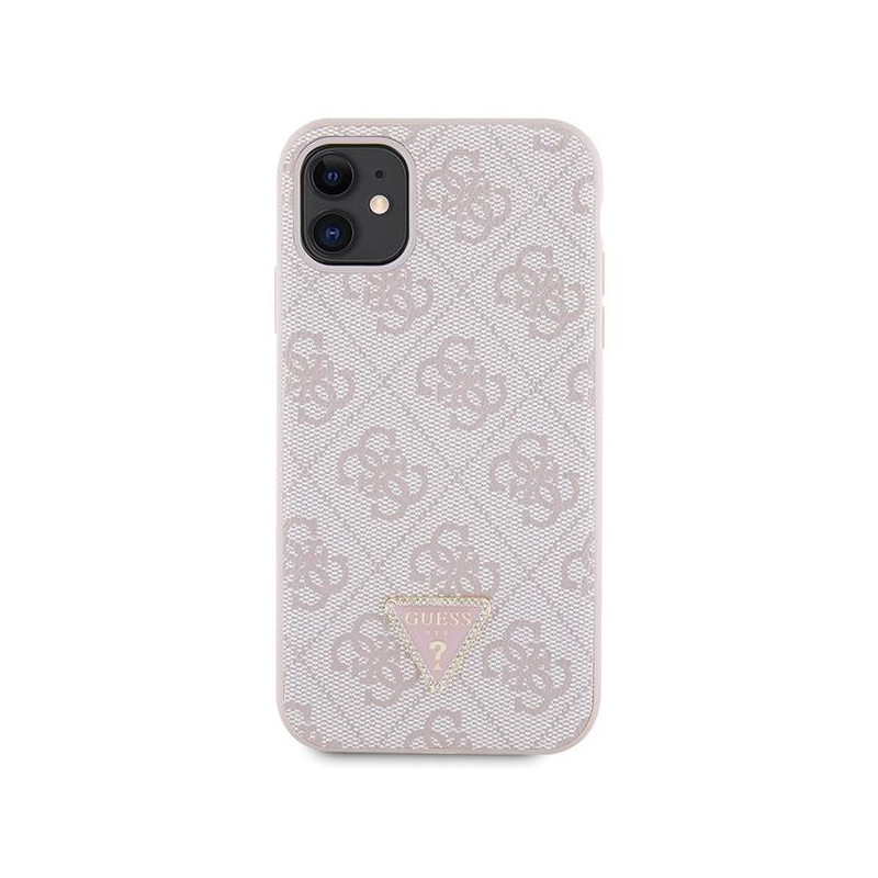 Guess Crossbody 4G metalinis logotipo dėklas, skirtas iPhone 11 / Xr - rožinis
