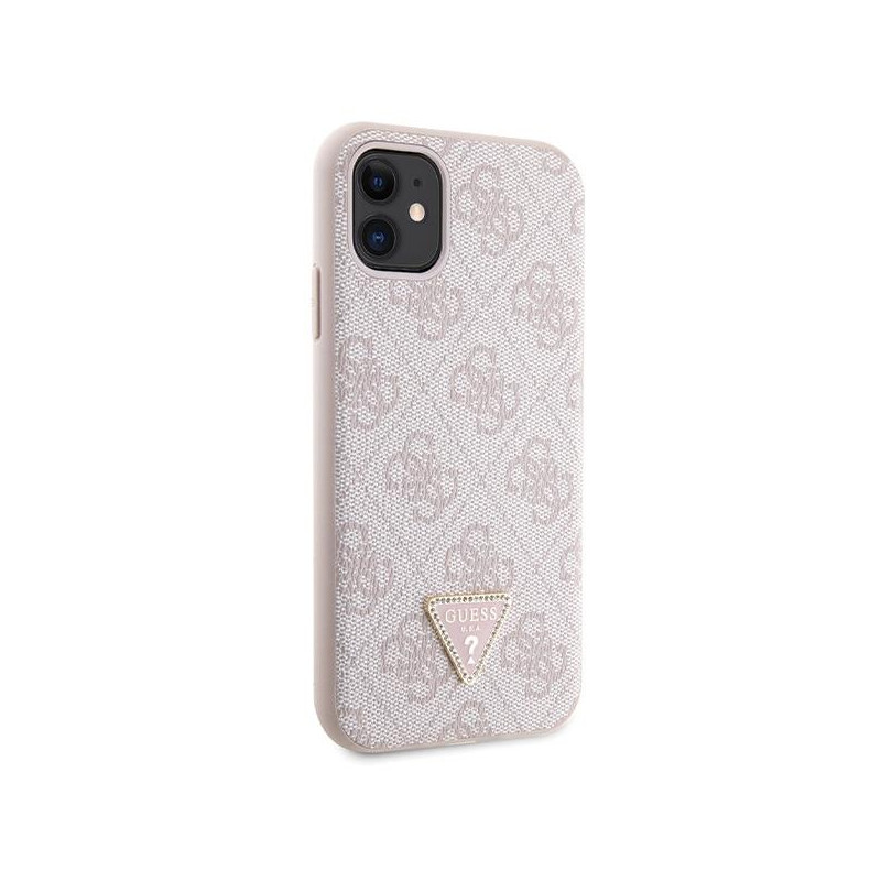 Guess Crossbody 4G metalinis logotipo dėklas, skirtas iPhone 11 / Xr - rožinis