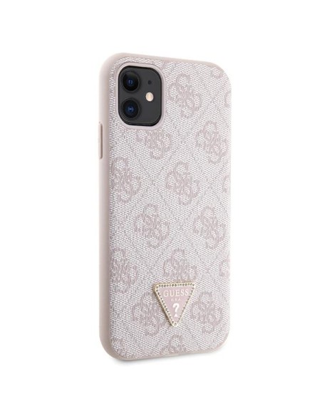 Guess Crossbody 4G metalinis logotipo dėklas, skirtas iPhone 11 / Xr - rožinis Guess Crossbody 4G metalinis logotipo dėklas, skirtas iPhone 11 / Xr - rožinis