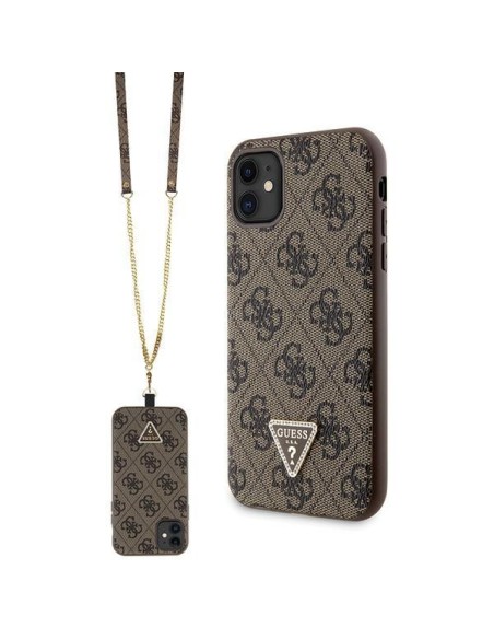 Guess Crossbody 4G metalinis logotipo dėklas, skirtas iPhone 11 / Xr - rudas Guess Crossbody 4G metalinis logotipo dėklas, skirtas iPhone 11 / Xr - rudas