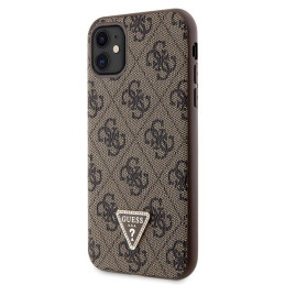 Guess Crossbody 4G metalinis logotipo dėklas, skirtas iPhone 11 / Xr - rudas