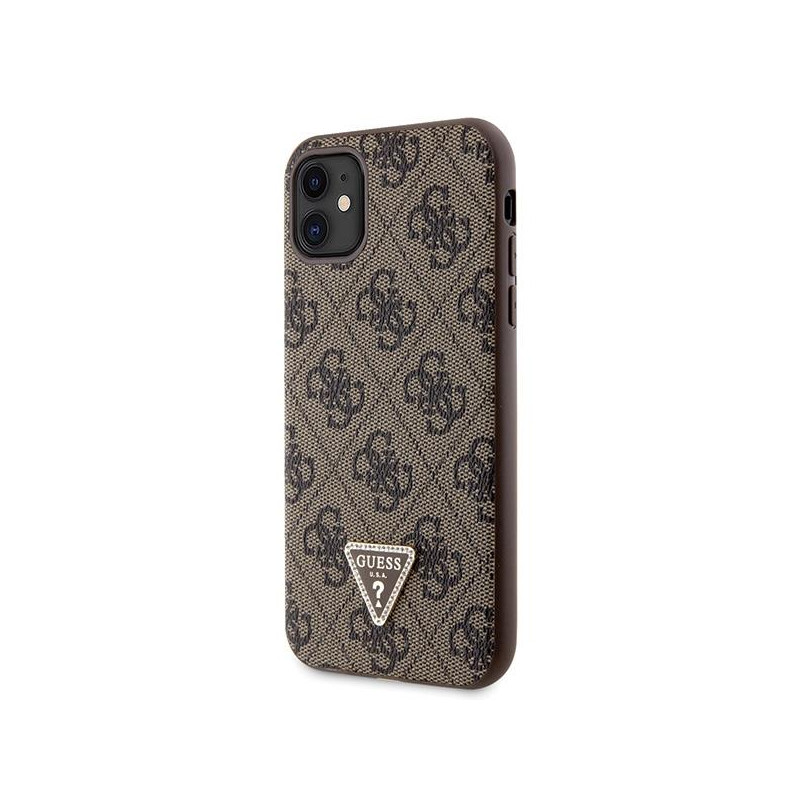 Guess Crossbody 4G metalinis logotipo dėklas, skirtas iPhone 11 / Xr - rudas