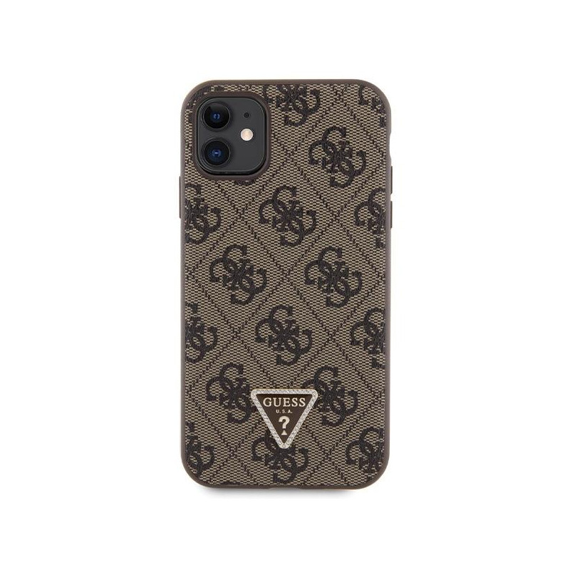 Guess Crossbody 4G metalinis logotipo dėklas, skirtas iPhone 11 / Xr - rudas