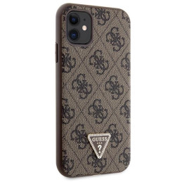 Guess Crossbody 4G metalinis logotipo dėklas, skirtas iPhone 11 / Xr - rudas