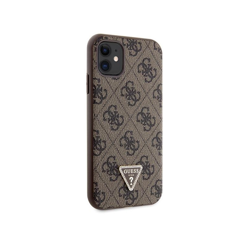 Guess Crossbody 4G metalinis logotipo dėklas, skirtas iPhone 11 / Xr - rudas