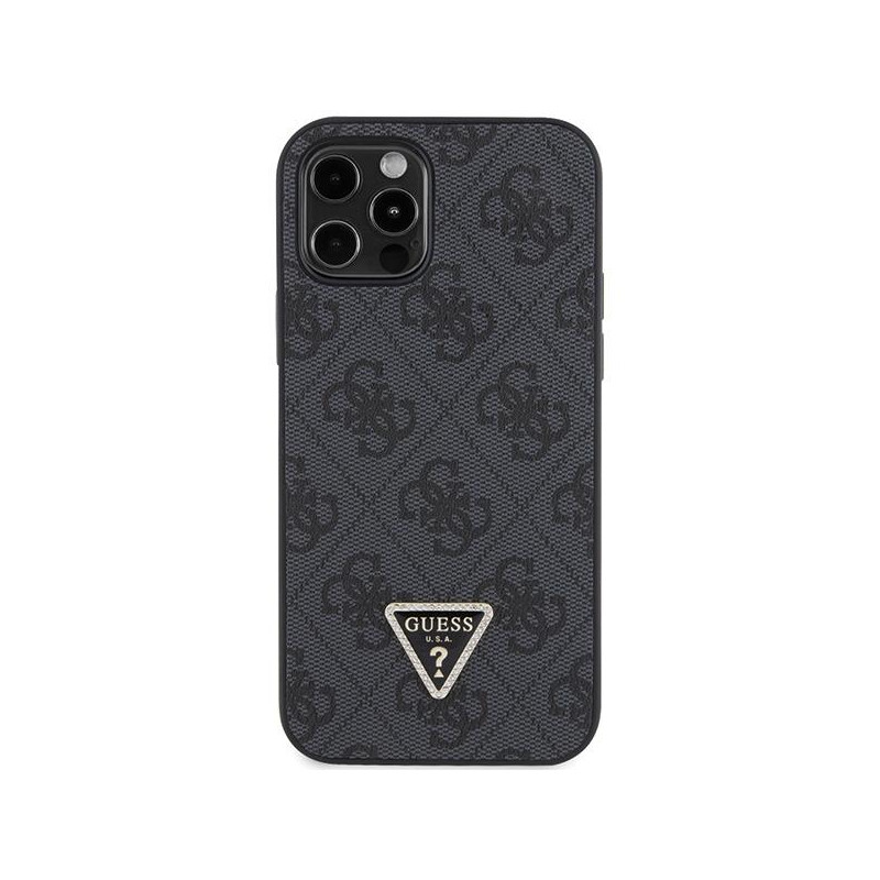Guess Crossbody 4G metalinis logotipo dėklas, skirtas iPhone 12 / iPhone 12 Pro – juodas