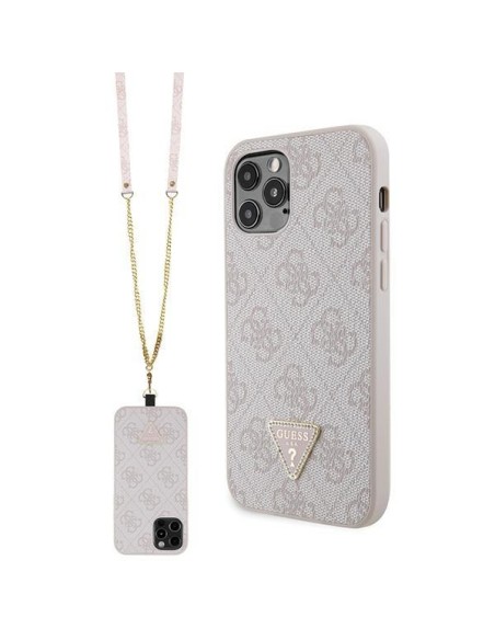Guess Crossbody 4G metalinis logotipo dėklas, skirtas iPhone 12 / iPhone 12 Pro – rožinis Guess Crossbody 4G metalinis logotipo dėklas, skirtas iPhone 12 / iPhone 12 Pro – rožinis