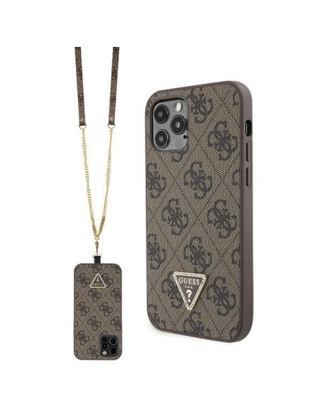 Guess Crossbody 4G Metal Logo dėklas, skirtas iPhone 12 / iPhone 12 Pro - rudas Guess Crossbody 4G Metal Logo dėklas, skirtas iPhone 12 / iPhone 12 Pro - rudas