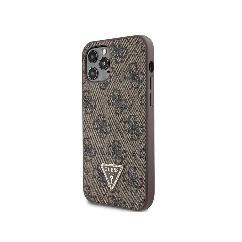 Guess Crossbody 4G Metal Logo dėklas, skirtas iPhone 12 / iPhone 12 Pro - rudas