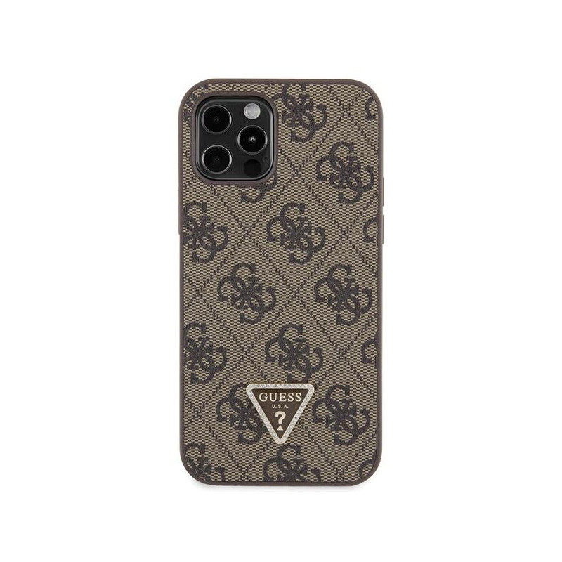 Guess Crossbody 4G Metal Logo dėklas, skirtas iPhone 12 / iPhone 12 Pro - rudas