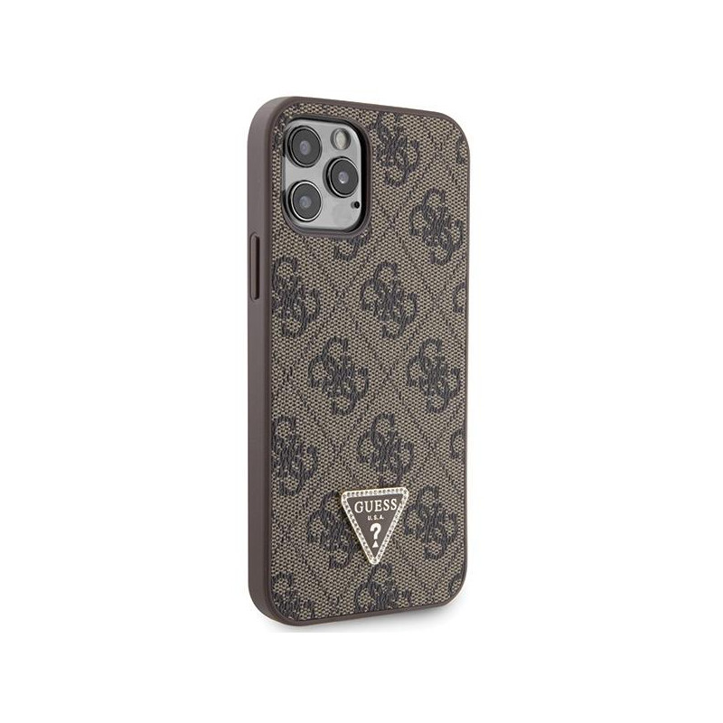 Guess Crossbody 4G Metal Logo dėklas, skirtas iPhone 12 / iPhone 12 Pro - rudas