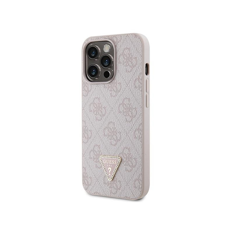 Guess Crossbody 4G metalinis logotipo dėklas, skirtas iPhone 13 Pro / iPhone 13 – rožinis