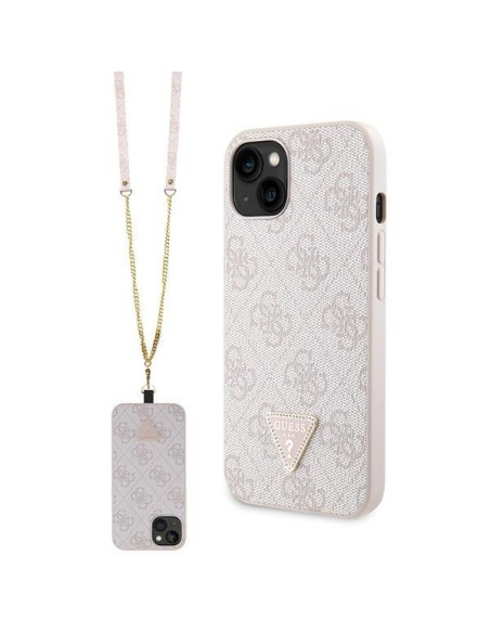 Guess Crossbody 4G metalinis logotipo dėklas iPhone 13 - rožinis Guess Crossbody 4G metalinis logotipo dėklas iPhone 13 - rožinis