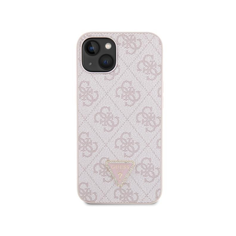 Guess Crossbody 4G metalinis logotipo dėklas iPhone 13 - rožinis