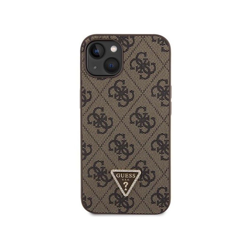 Guess Crossbody 4G metalinis logotipo dėklas iPhone 13 - rudas