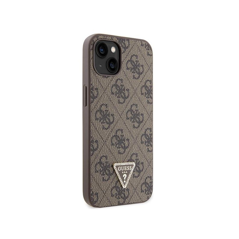 Guess Crossbody 4G metalinis logotipo dėklas iPhone 13 - rudas