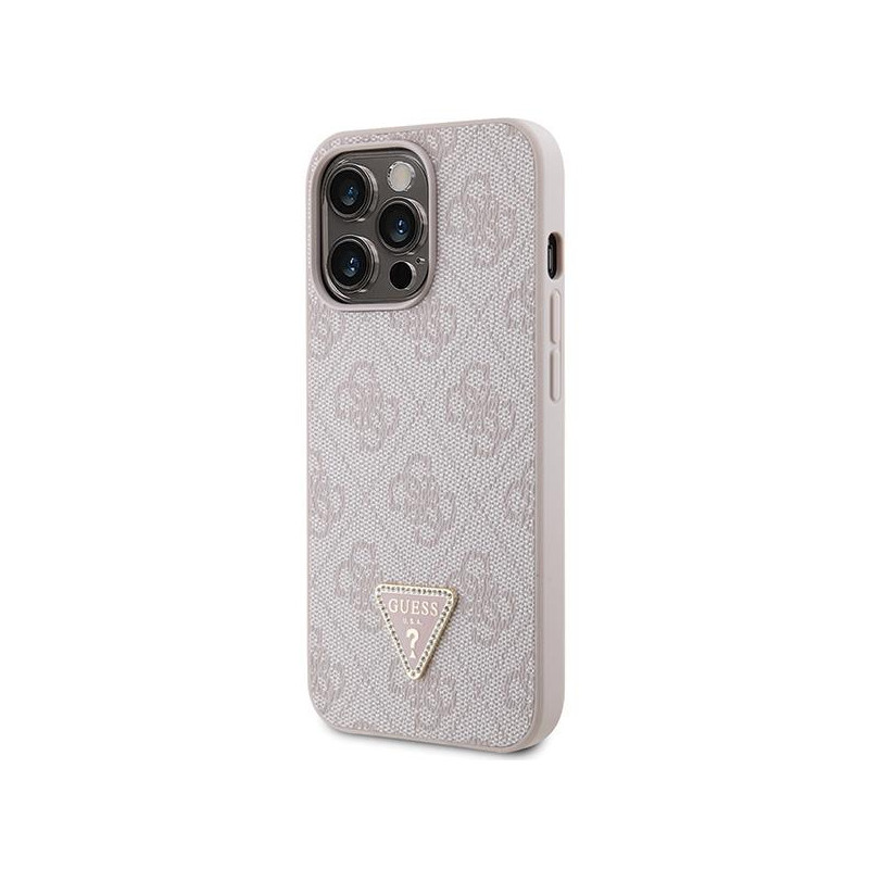 Guess Crossbody 4G metalinis logotipo dėklas, skirtas iPhone 13 Pro Max - rožinis