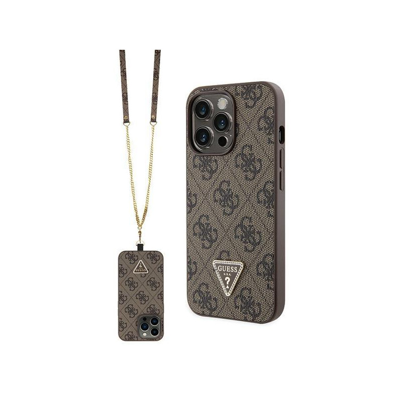 Guess Crossbody 4G Metal Logo dėklas, skirtas iPhone 13 Pro Max - rudas Guess Crossbody 4G Metal Logo dėklas, skirtas iPhone 13 Pro Max - rudas