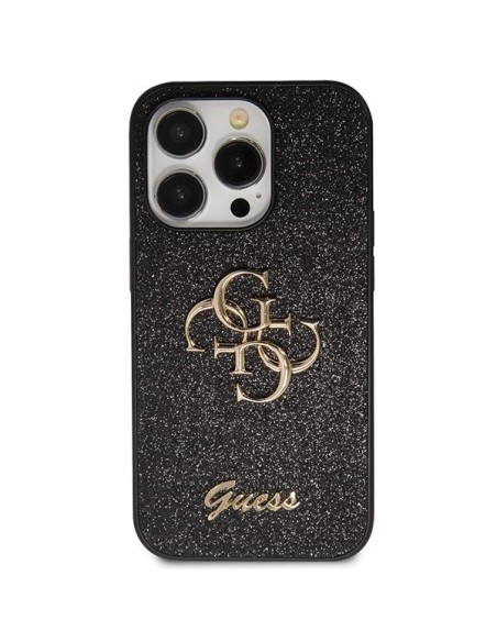 Guess Glitter Script Big 4G dėklas iPhone 14 Pro - juodas Guess Glitter Script Big 4G dėklas iPhone 14 Pro - juodas
