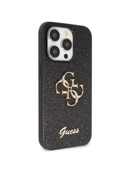 Guess Glitter Script Big 4G dėklas iPhone 14 Pro - juodas Guess Glitter Script Big 4G dėklas iPhone 14 Pro - juodas