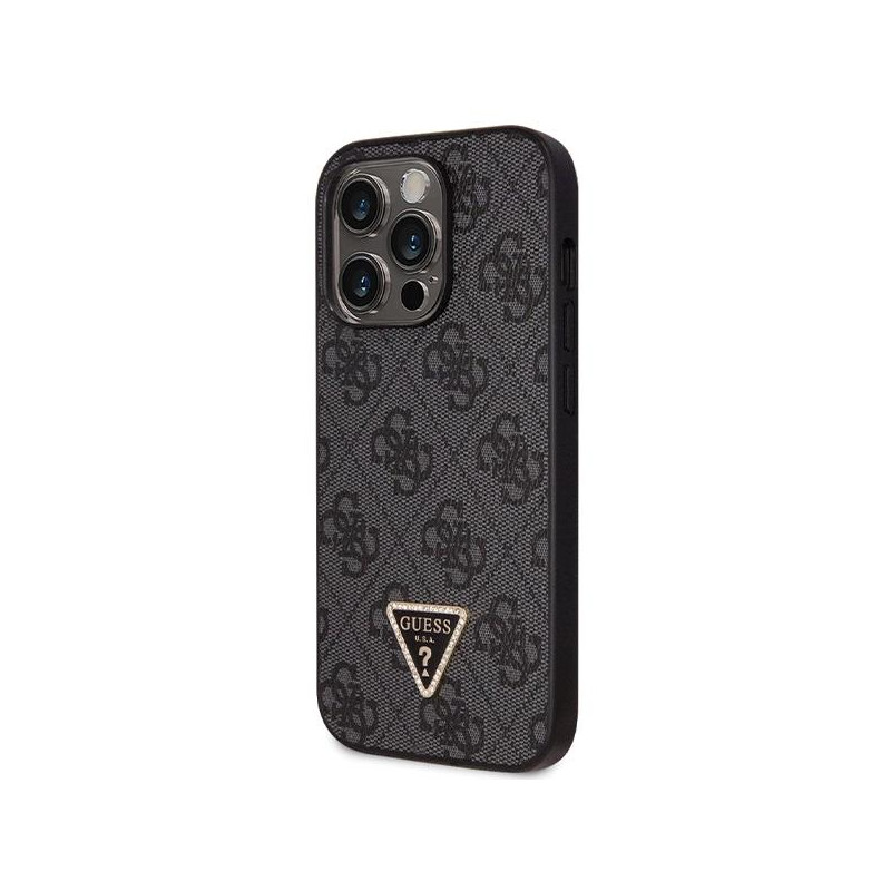Guess Crossbody 4G metalinis logotipo dėklas iPhone 14 Pro - juodas
