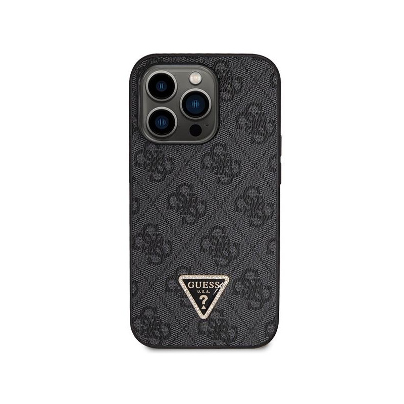 Guess Crossbody 4G metalinis logotipo dėklas iPhone 14 Pro - juodas