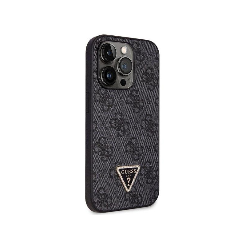 Guess Crossbody 4G metalinis logotipo dėklas iPhone 14 Pro - juodas