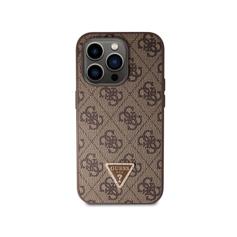Guess Crossbody 4G Metal Logo dėklas, skirtas iPhone 14 Pro - rudas