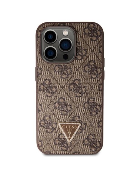 Guess Crossbody 4G Metal Logo dėklas, skirtas iPhone 14 Pro - rudas Guess Crossbody 4G Metal Logo dėklas, skirtas iPhone 14 Pro - rudas