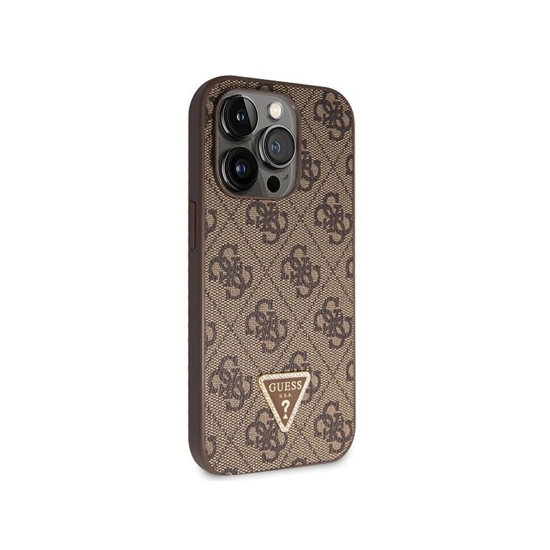 Guess Crossbody 4G Metal Logo dėklas, skirtas iPhone 14 Pro - rudas