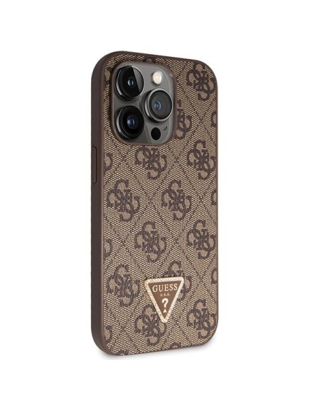 Guess Crossbody 4G Metal Logo dėklas, skirtas iPhone 14 Pro - rudas Guess Crossbody 4G Metal Logo dėklas, skirtas iPhone 14 Pro - rudas