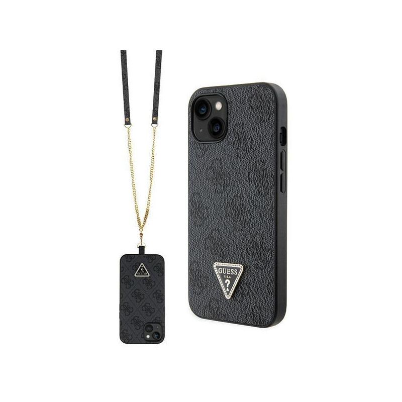 Guess Crossbody 4G metalinis logotipo dėklas iPhone 14 - juodas