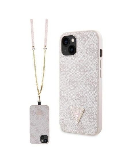 Guess Crossbody 4G metalinis logotipo dėklas iPhone 14 - rožinis Guess Crossbody 4G metalinis logotipo dėklas iPhone 14 - rožinis