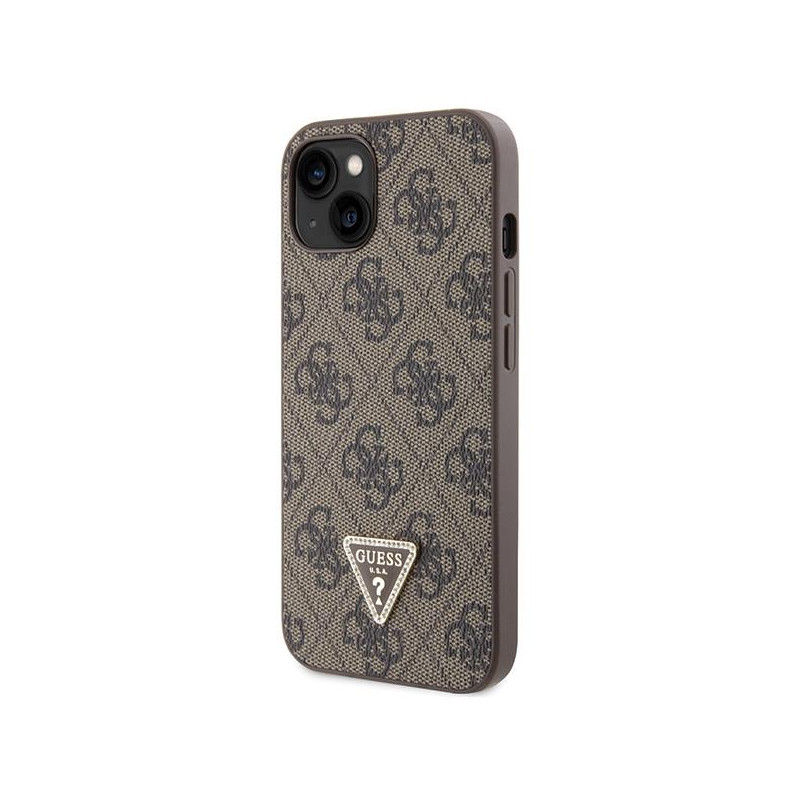 Guess Crossbody 4G metalinis logotipo dėklas iPhone 14 - rudas