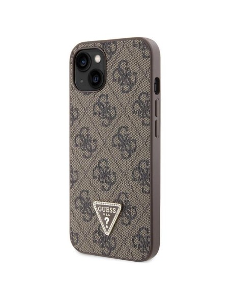 Guess Crossbody 4G metalinis logotipo dėklas iPhone 14 - rudas Guess Crossbody 4G metalinis logotipo dėklas iPhone 14 - rudas