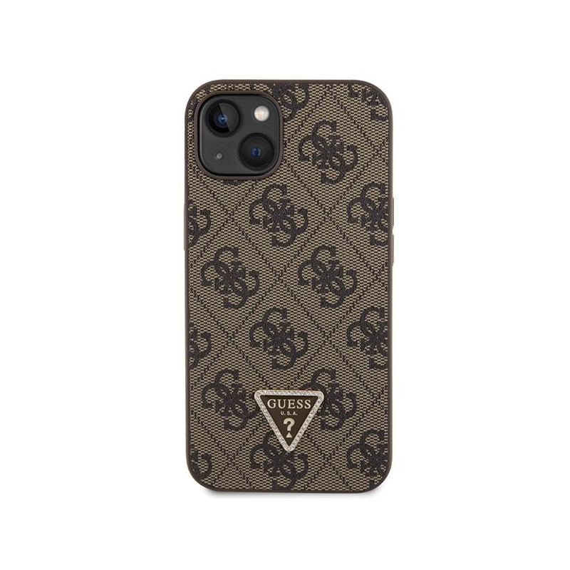 Guess Crossbody 4G metalinis logotipo dėklas iPhone 14 - rudas