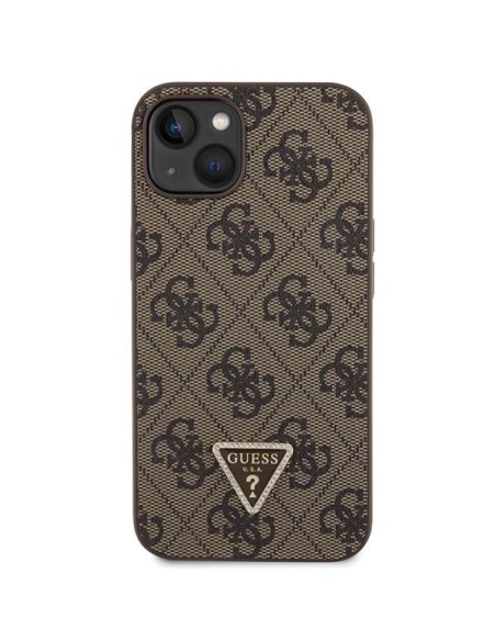 Guess Crossbody 4G metalinis logotipo dėklas iPhone 14 - rudas Guess Crossbody 4G metalinis logotipo dėklas iPhone 14 - rudas
