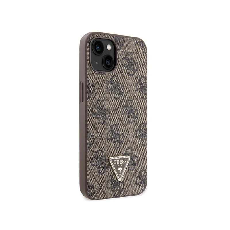 Guess Crossbody 4G metalinis logotipo dėklas iPhone 14 - rudas