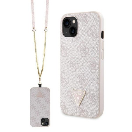 Guess Crossbody 4G metalinis logotipo dėklas, skirtas iPhone 14 Pro Max - rožinis Guess Crossbody 4G metalinis logotipo dėklas, skirtas iPhone 14 Pro Max - rožinis