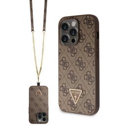 Guess Crossbody 4G Metal Logo dėklas, skirtas iPhone 14 Pro Max - rudas