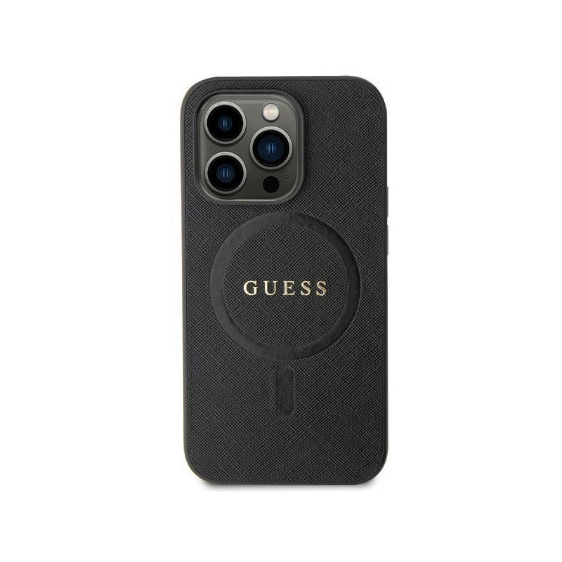 Guess Saffiano MagSafe dėklas, skirtas iPhone 11 / Xr - juodas Guess Saffiano MagSafe dėklas, skirtas iPhone 11 / Xr - juodas