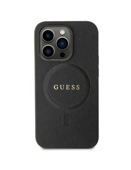 Guess Saffiano MagSafe dėklas iPhone 13 Pro / iPhone 13 - juodas Guess Saffiano MagSafe dėklas iPhone 13 Pro / iPhone 13 - juodas