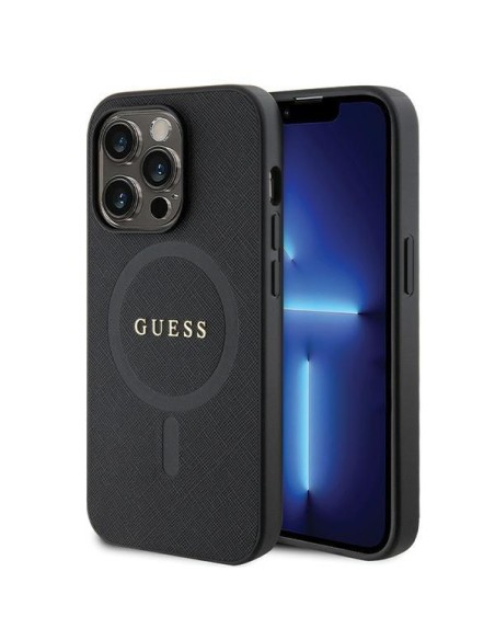 Guess Saffiano MagSafe dėklas iPhone 14 Pro - juodas Guess Saffiano MagSafe dėklas iPhone 14 Pro - juodas